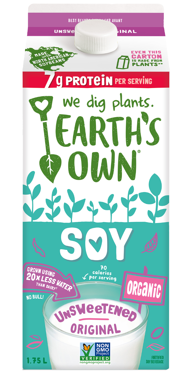 Earth's Own Soy Milk Unsweetened Original - English