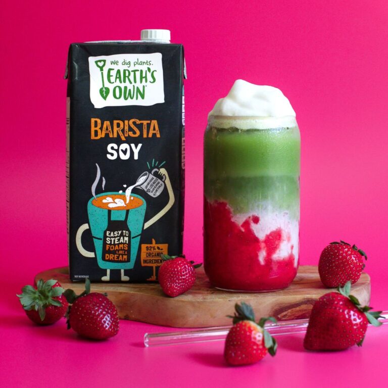 Strawberry Matcha made with Earths Own Soy Barista