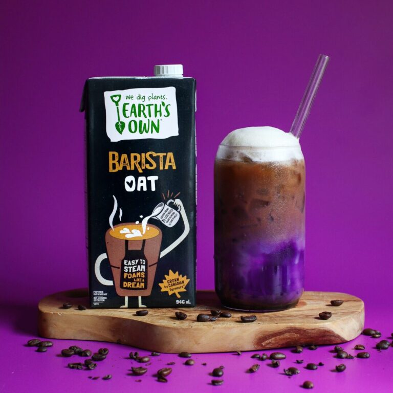 ube latte made with earths own oat barista